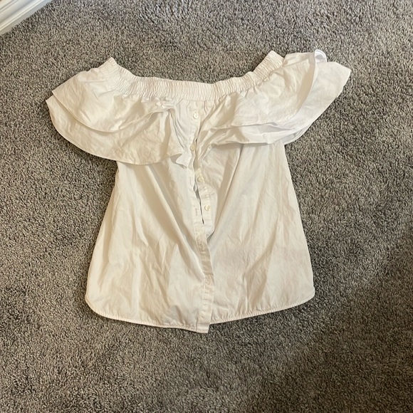Petersyn White Off-Shoulder Ruffle Skye Blouse XS - Picture 3 of 7
